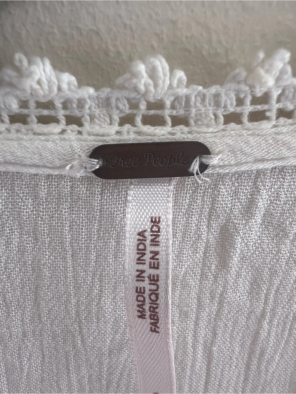 Free People White Embroidered Peasant Top